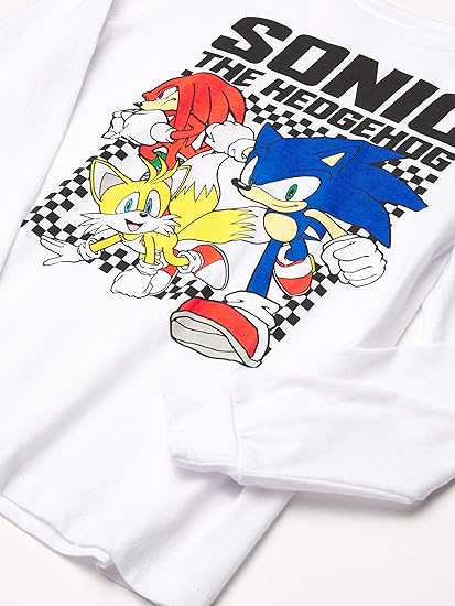 SEGA Sonic the Short Sleeve Tee & Long Sleeve T-shirt - Sonic, Tails, Knuckles - Boys KC-013